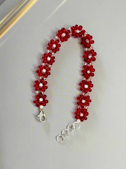 Red Bead Daisy Chain Bracelet