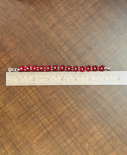 Red Bead Daisy Chain Bracelet