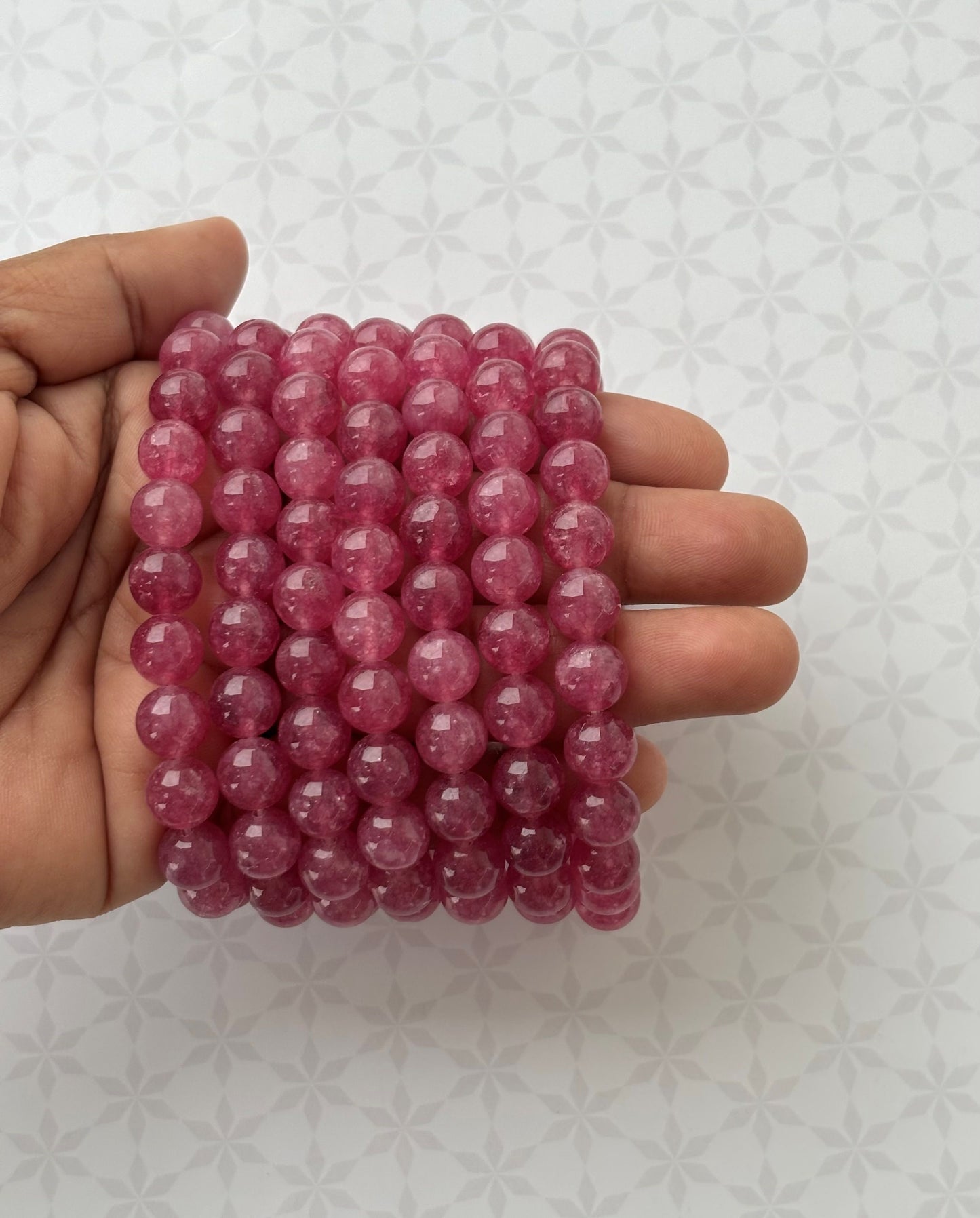 Ruby Pink Faceted Gemstone Bracelet