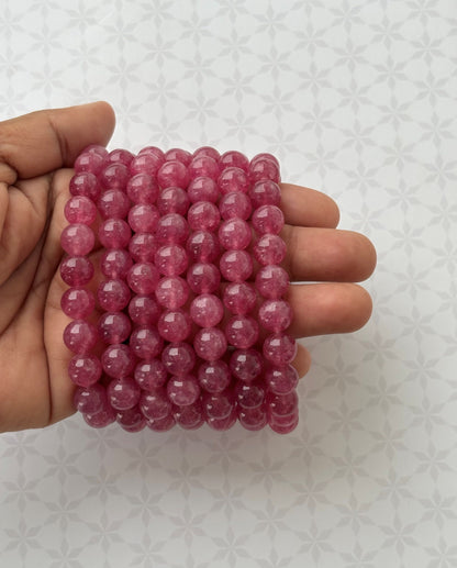 Ruby Pink Faceted Gemstone Bracelet