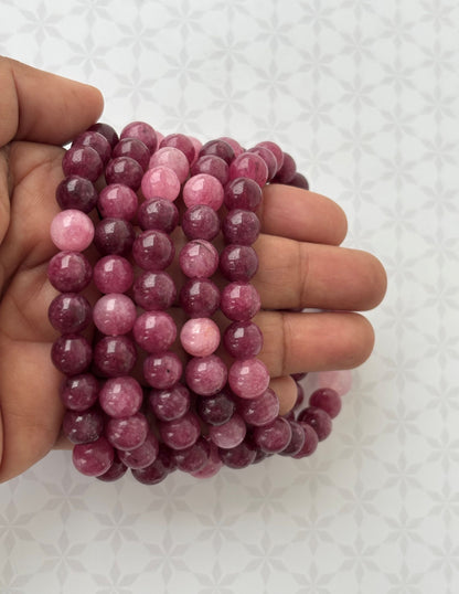 Pink Tourmaline Berry Gemstone Bracelet