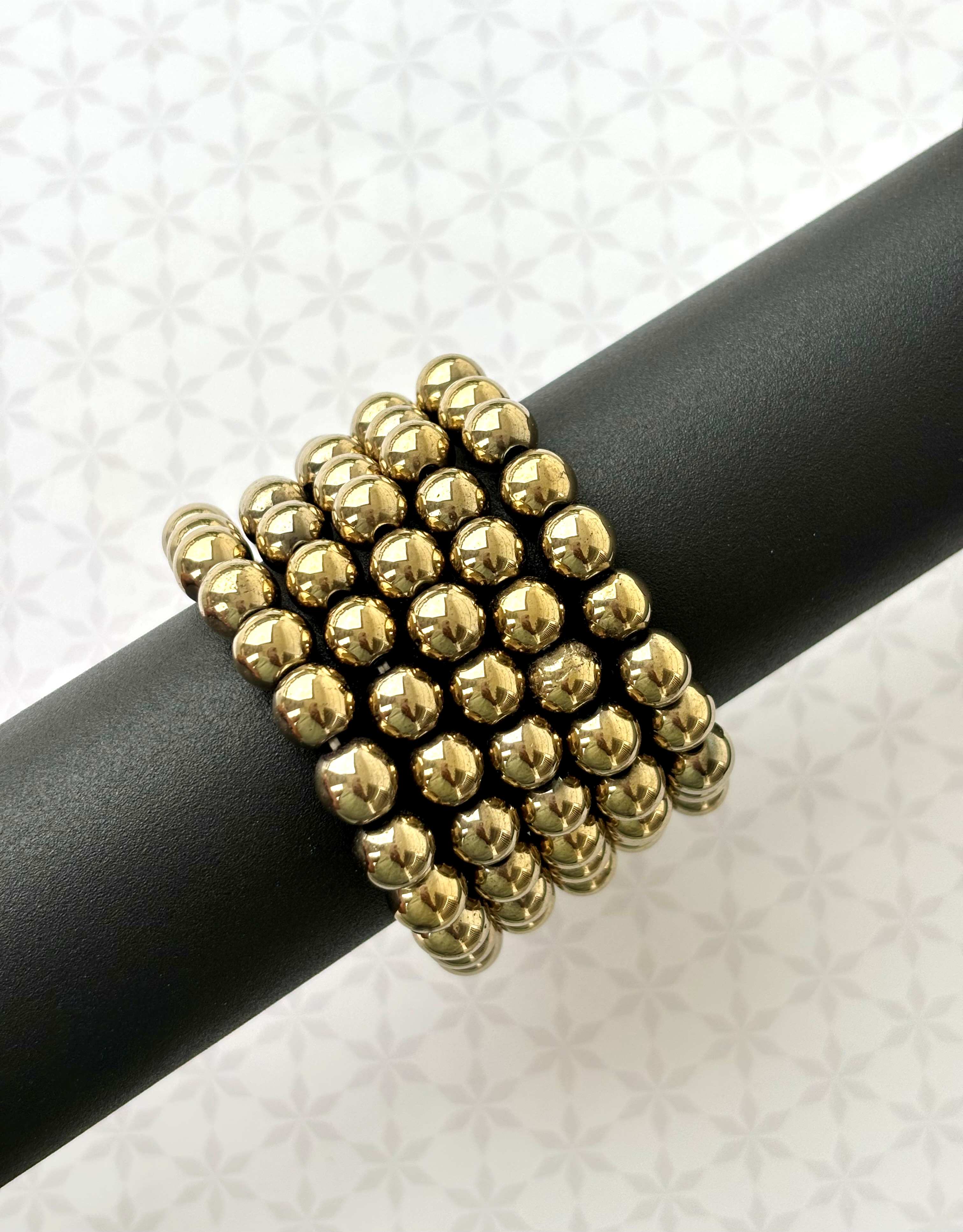 Polished Gold-Toned Beaded Bracelet