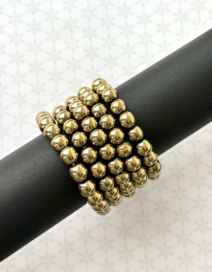 Polished Gold-Toned Beaded Bracelet