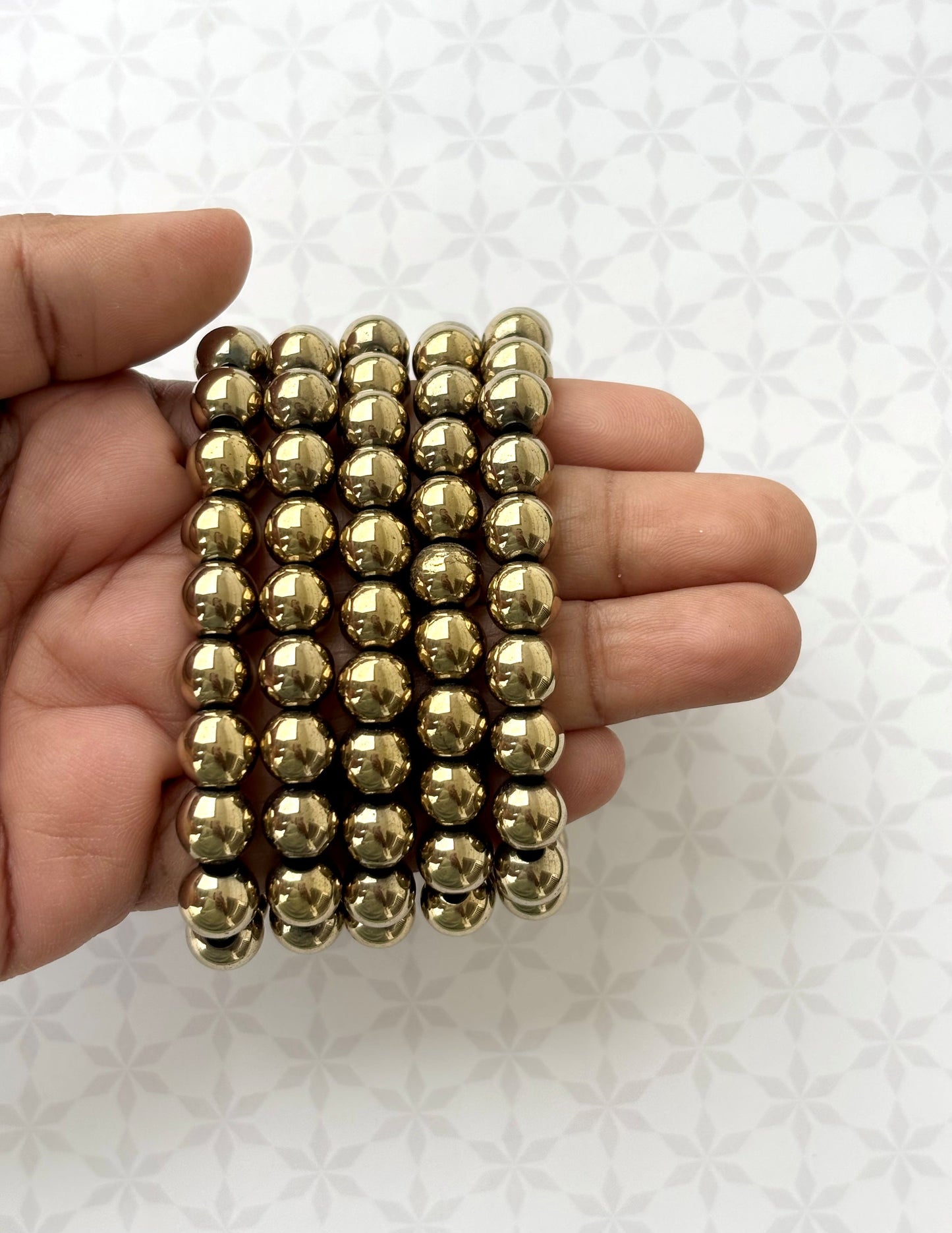 Polished Gold-Toned Beaded Bracelet