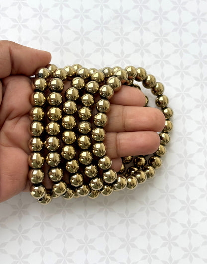 Polished Gold-Toned Beaded Bracelet