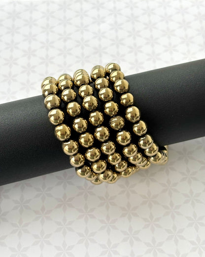 Polished Gold-Toned Beaded Bracelet
