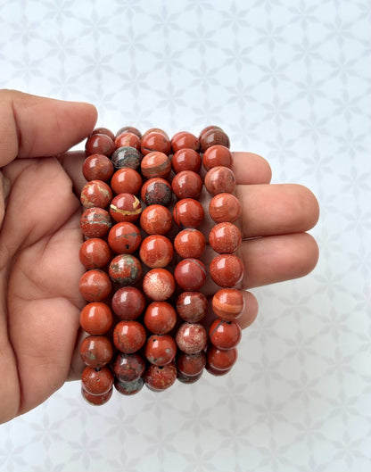 Natural Red Jasper Gemstone Bracelet