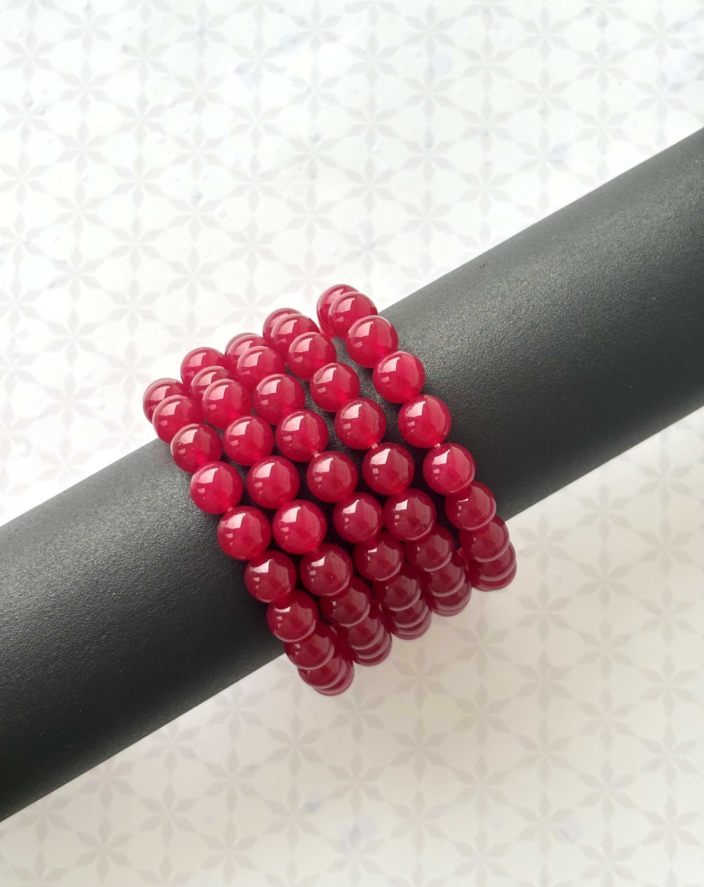Deep Ruby Red Agate Gemstone Bracelet