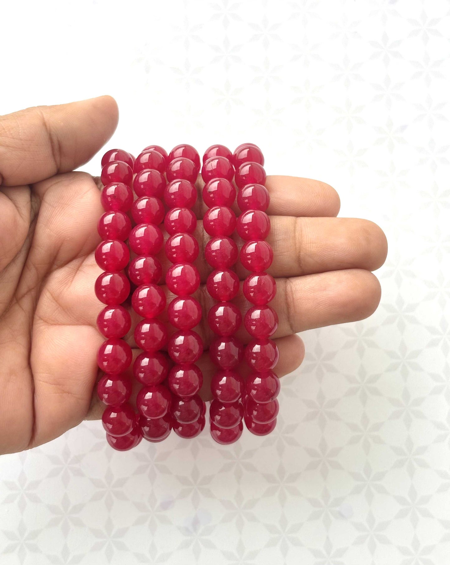 Deep Ruby Red Agate Gemstone Bracelet