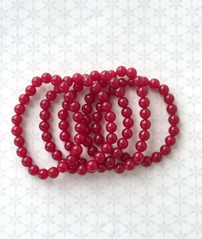Deep Ruby Red Agate Gemstone Bracelet