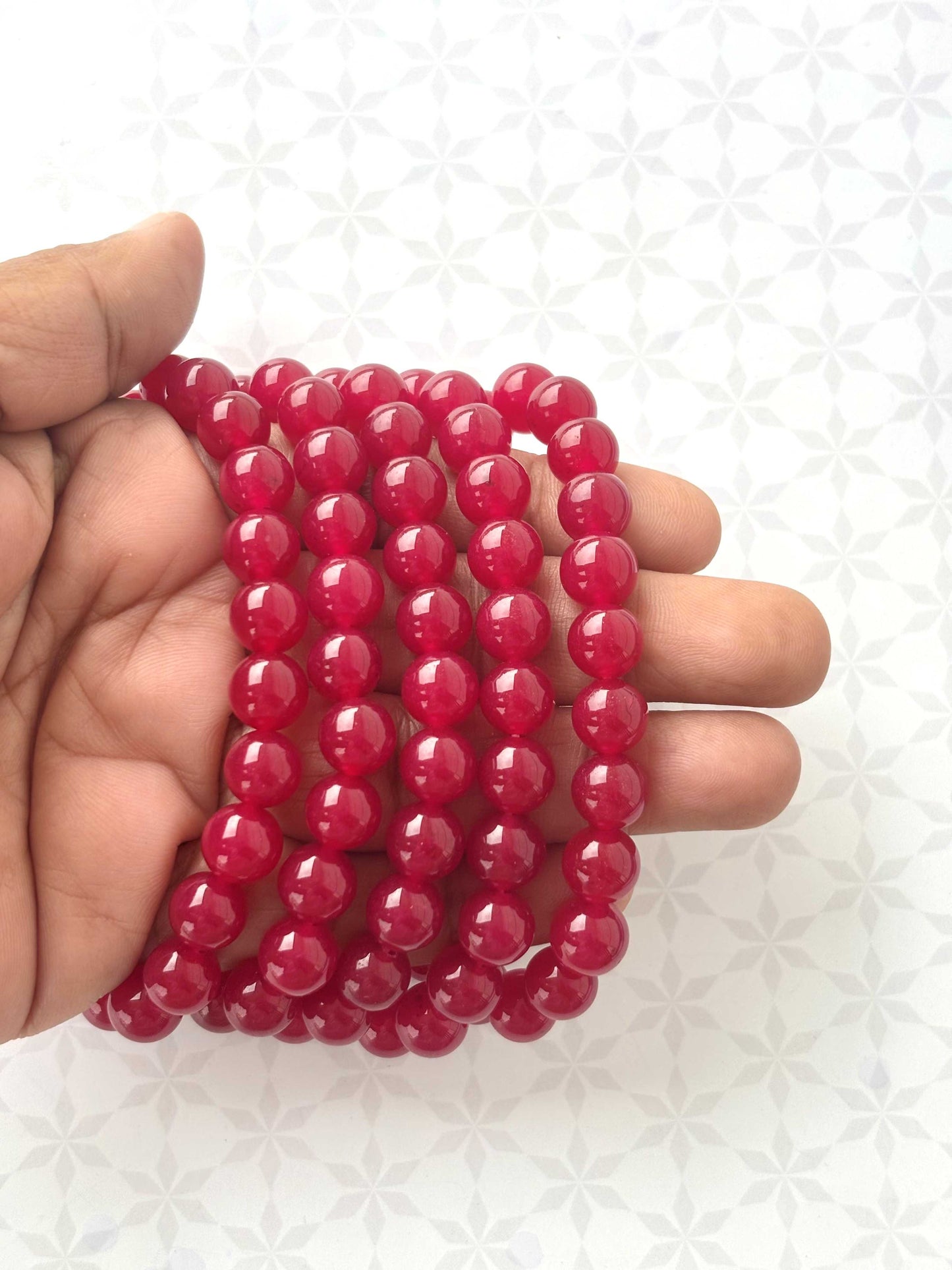 Deep Ruby Red Agate Gemstone Bracelet