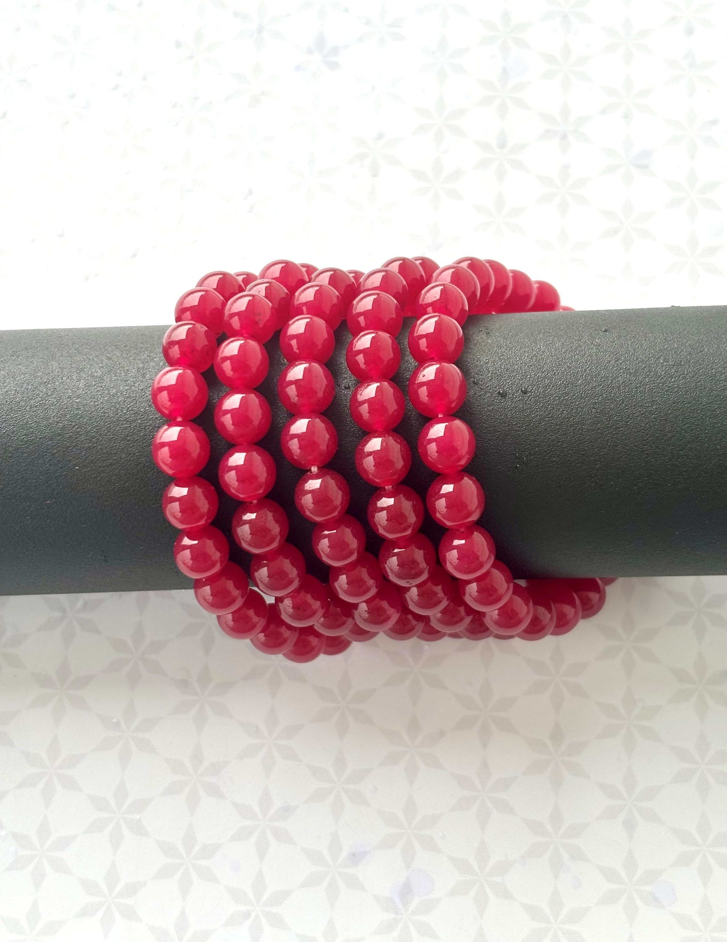 Deep Ruby Red Agate Gemstone Bracelet
