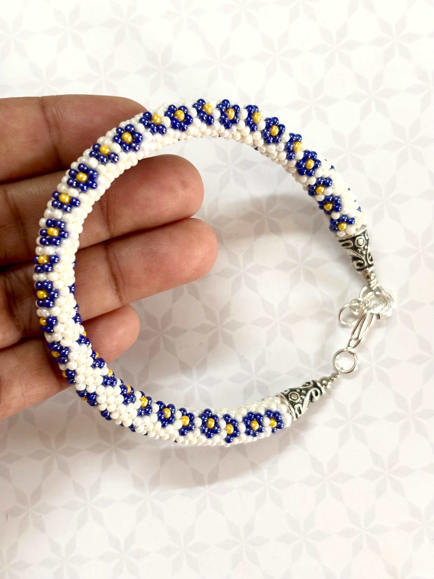 Floral Crochet Beaded Bracelet Design1