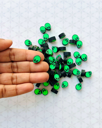 Alien Face Green Resin Beads