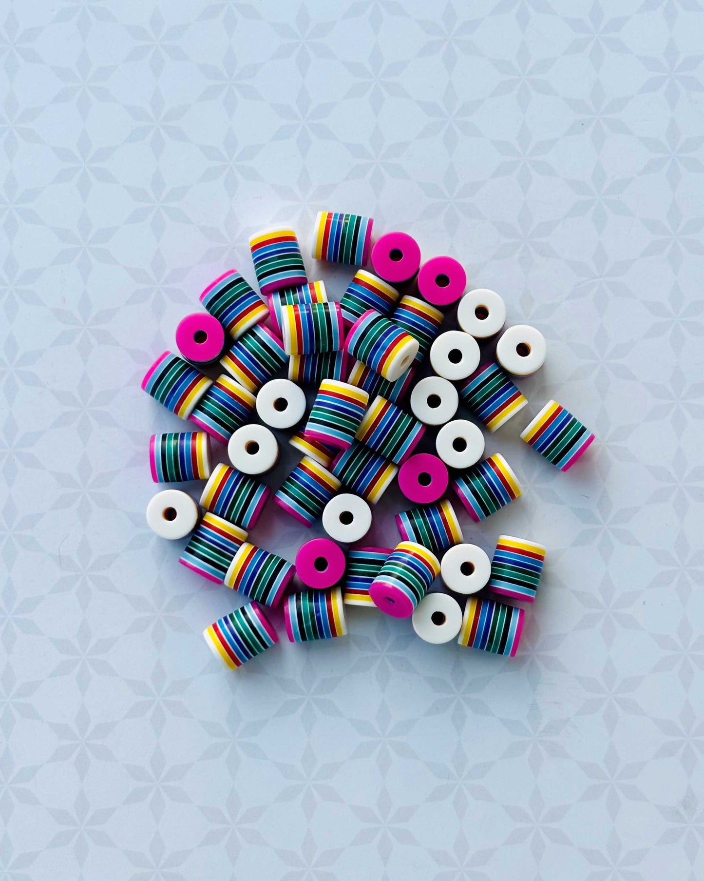 Colorful Striped Resin Spacer Beads