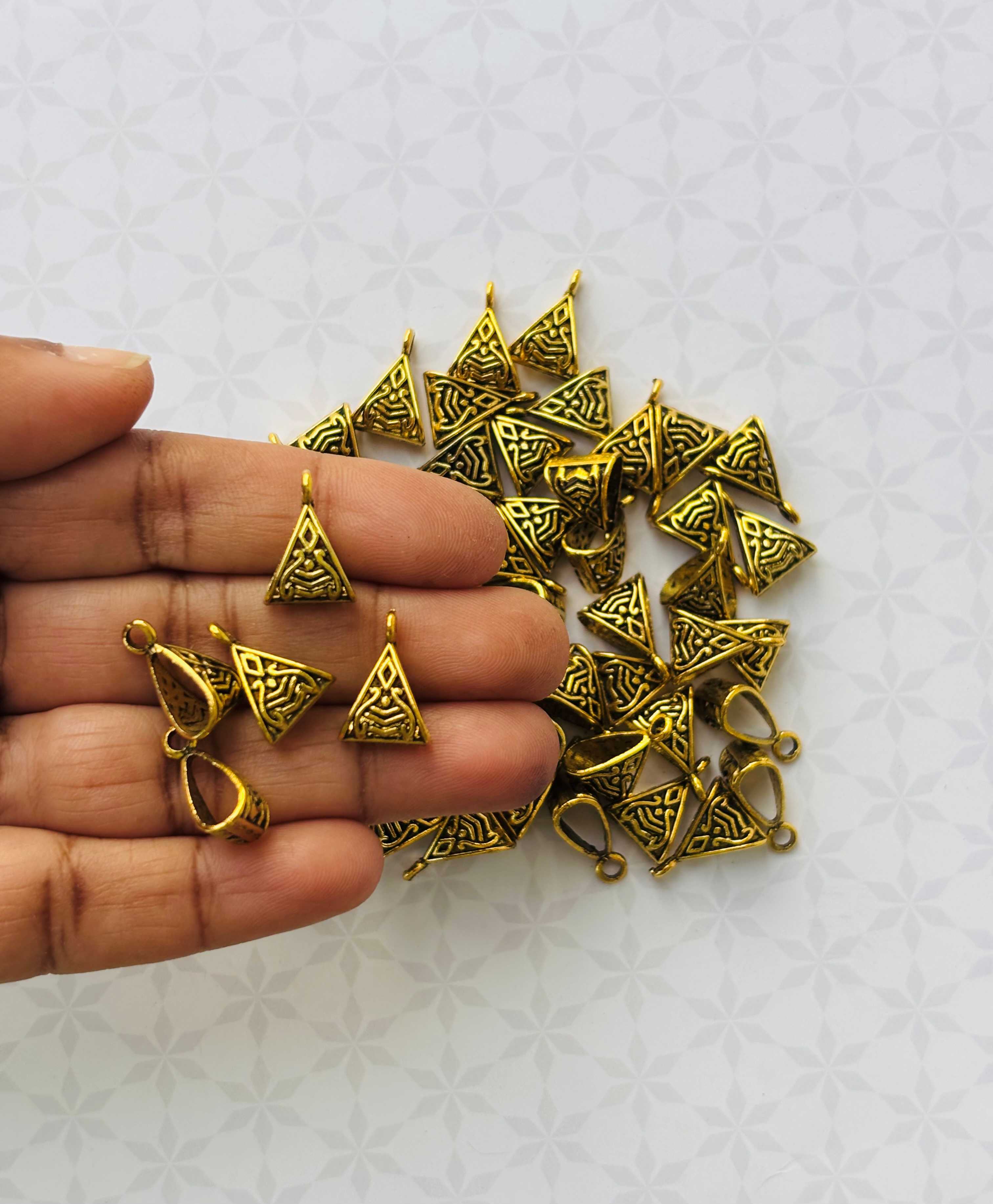 Gold Triangle Pattern Necklace Bails