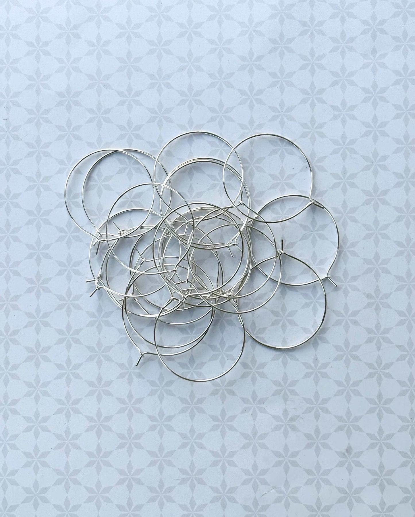 Silver Beading Hoop Earrings