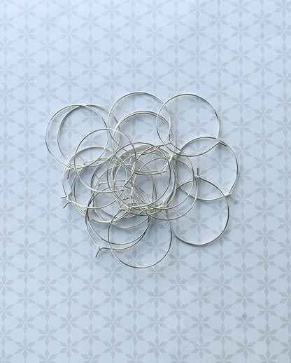 Silver Beading Hoop Earrings