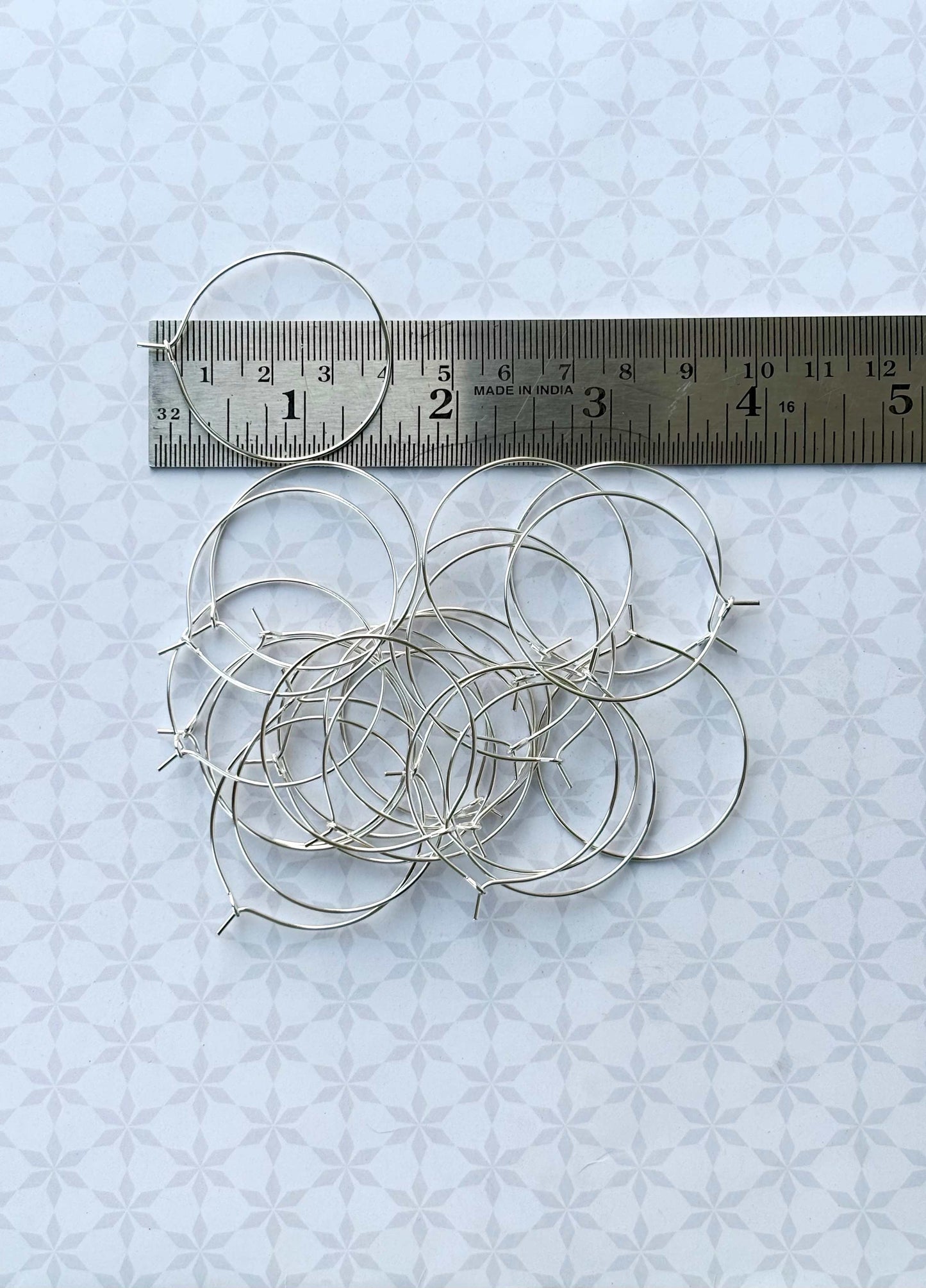 Silver Beading Hoop Earrings