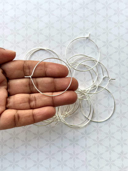Silver Beading Hoop Earrings