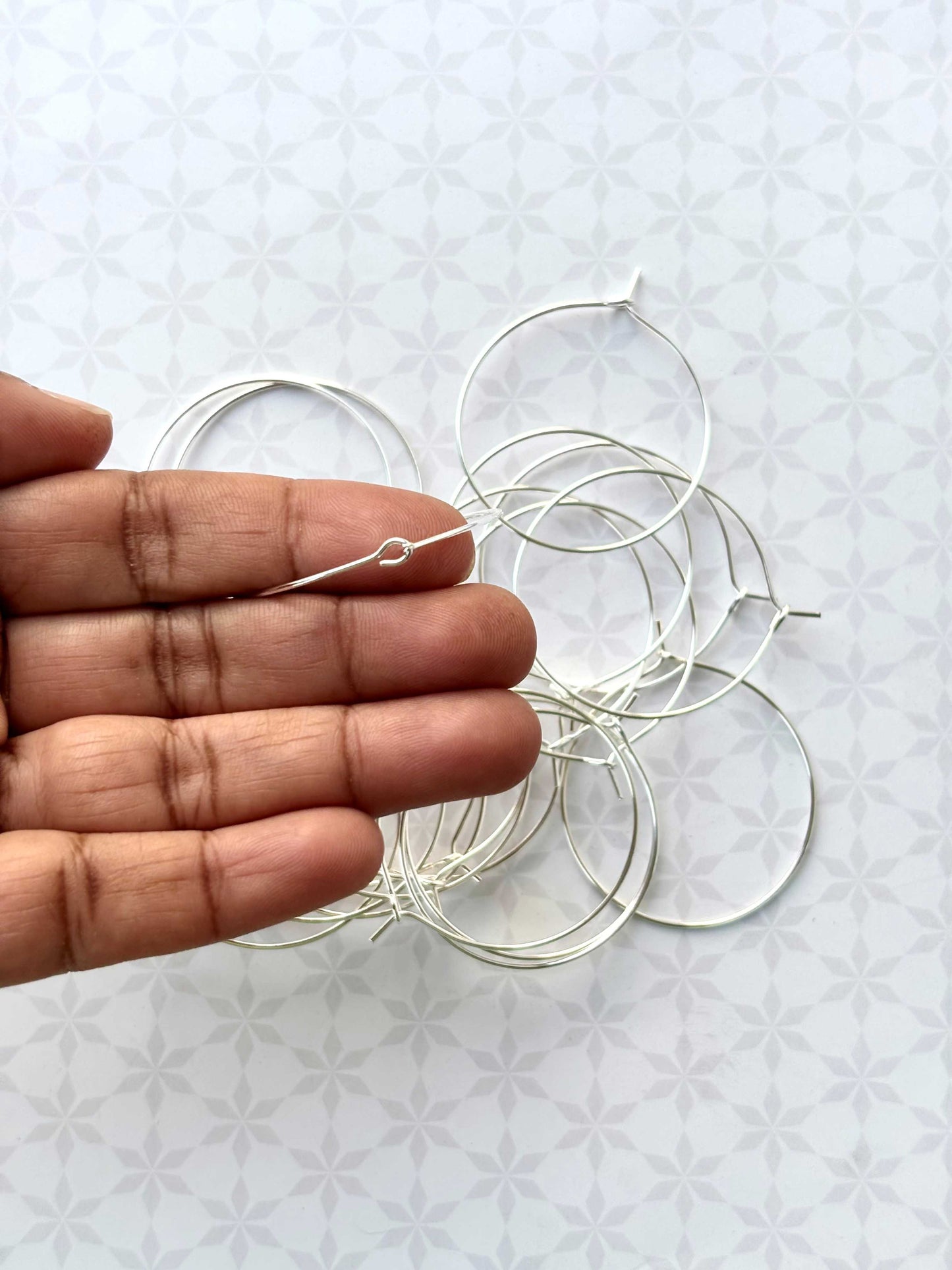 Silver Beading Hoop Earrings