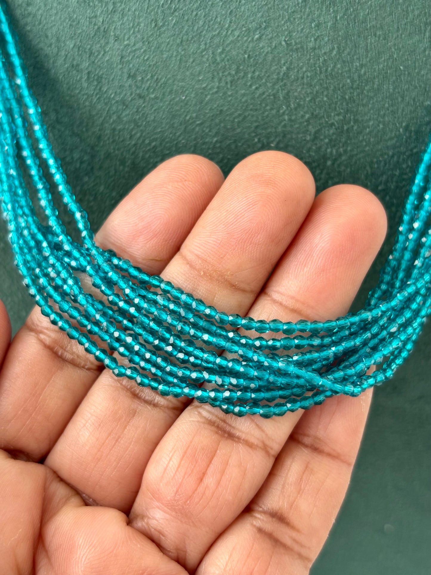 Handcrafted Sea Blue Hydro Bead Necklace