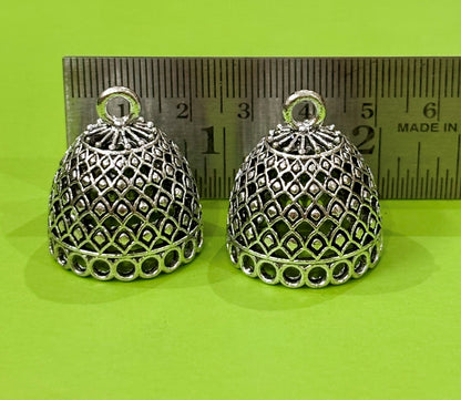 Oxidized Silver Diamond Mesh Jhumka Base