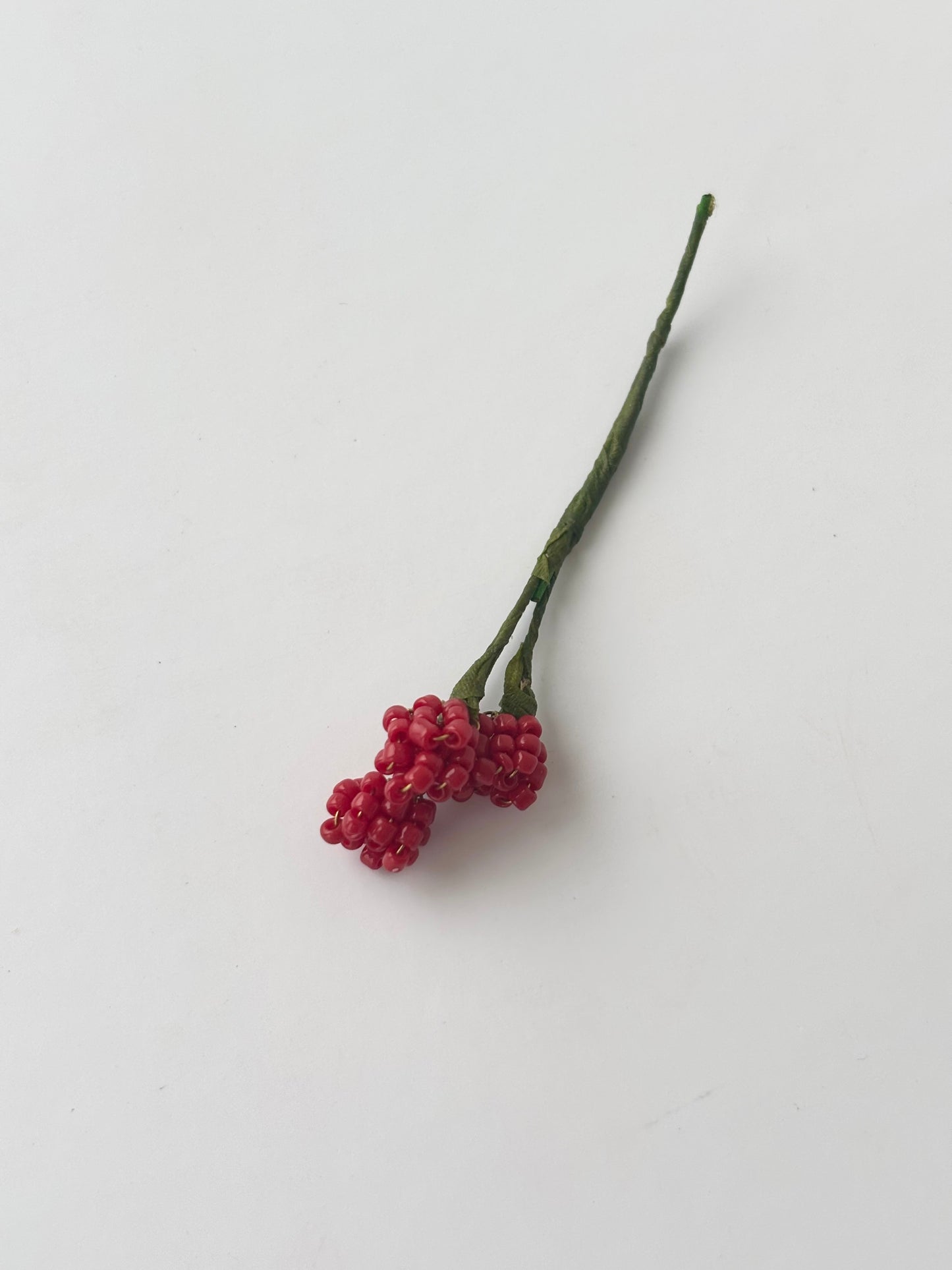 Handcrafted Red Seed Bead Flower Bud Stems