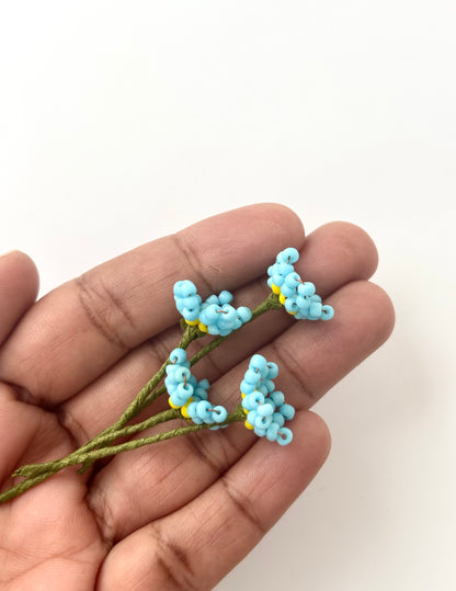 Handmade Blue and Yellow Seed Bead Flowers