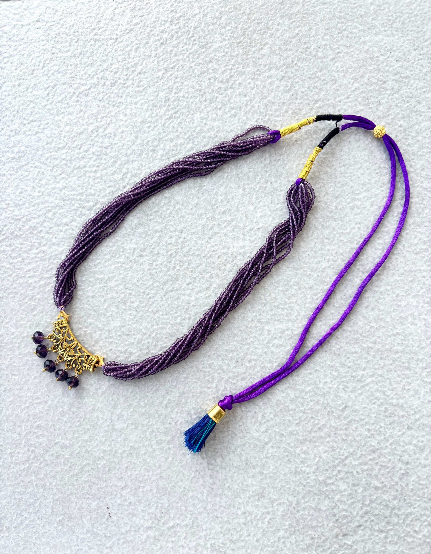 Purple Hydro Bead Multi-Strand Necklace