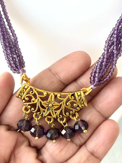 Purple Hydro Bead Multi-Strand Necklace