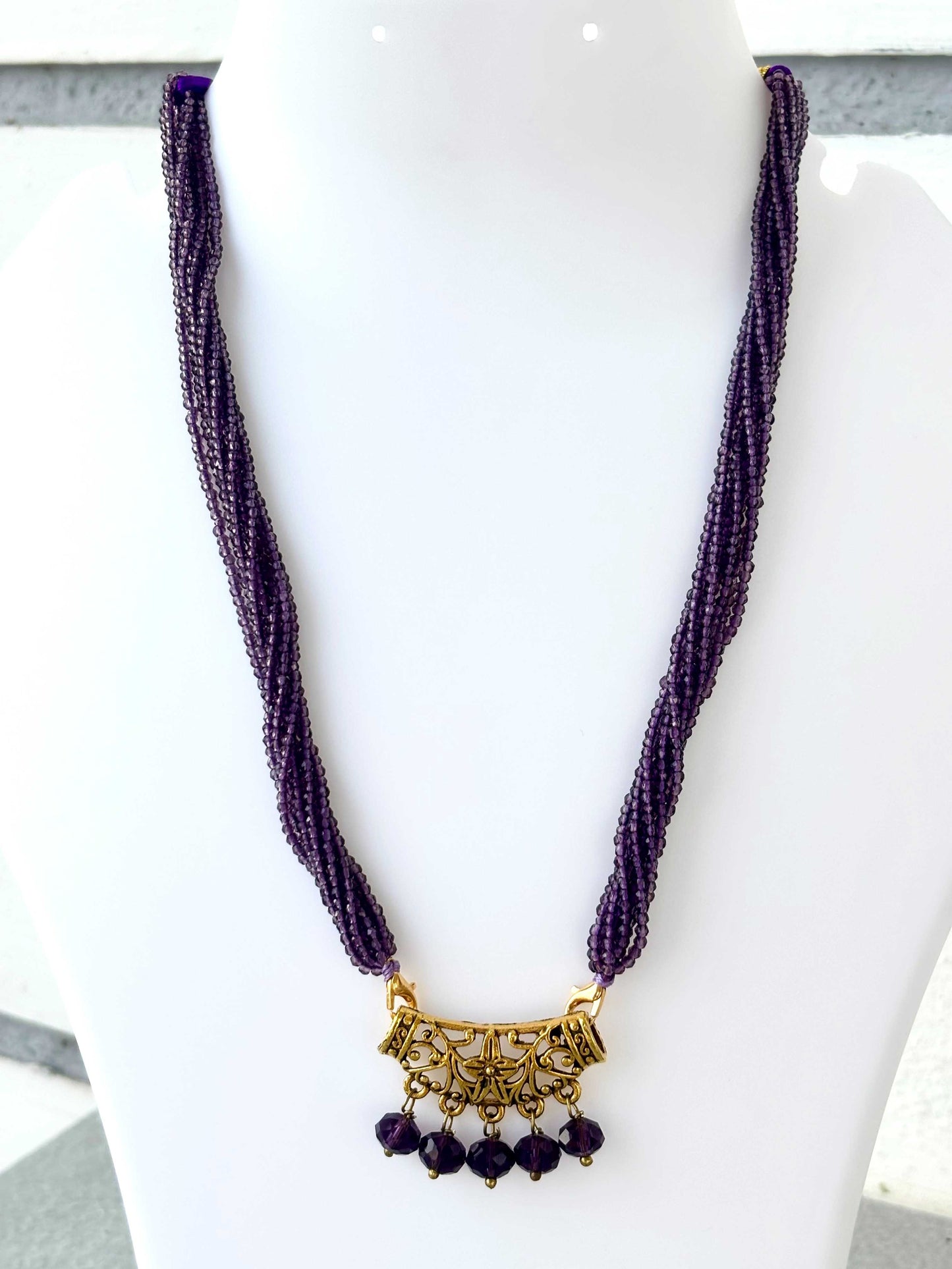 Purple Hydro Bead Multi-Strand Necklace