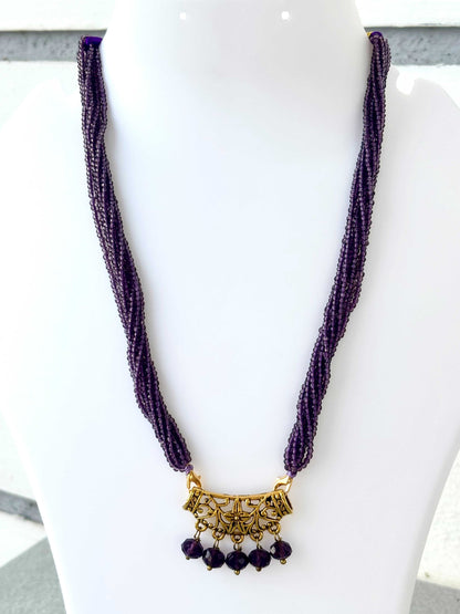 Purple Hydro Bead Multi-Strand Necklace