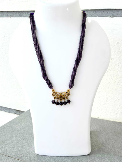 Purple Hydro Bead Multi-Strand Necklace