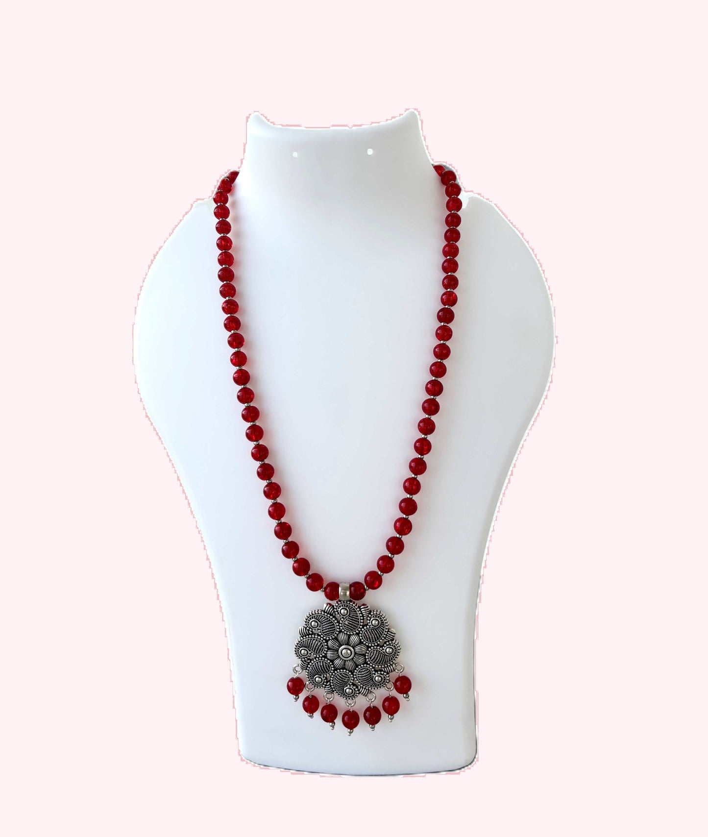 Red Crackle Beaded Neckwear