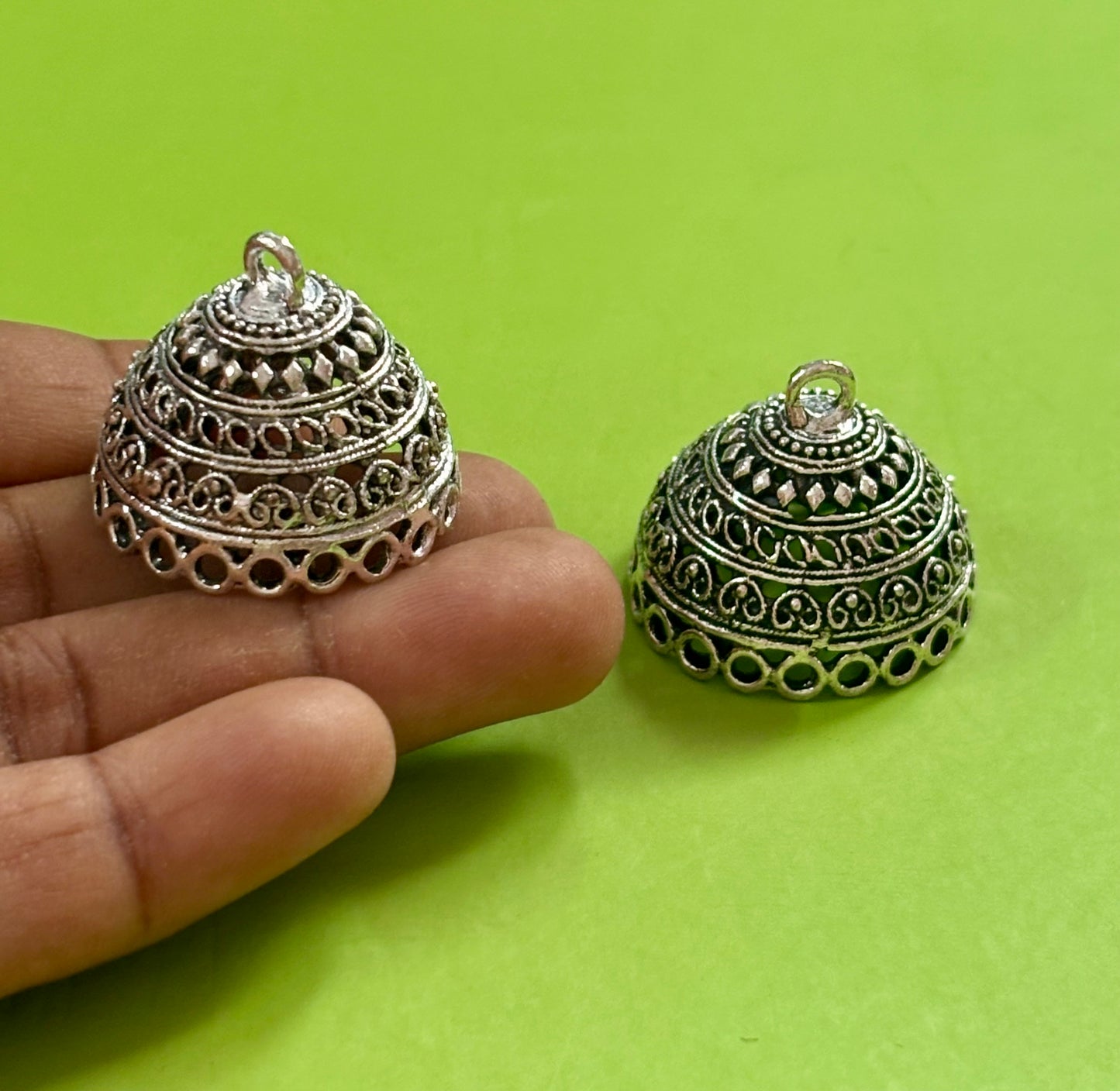 Oxidized Silver Multi-Pattern Jhumka Base
