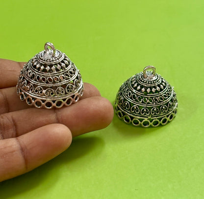 Oxidized Silver Multi-Pattern Jhumka Base