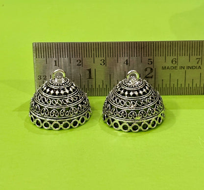 Oxidized Silver Multi-Pattern Jhumka Base