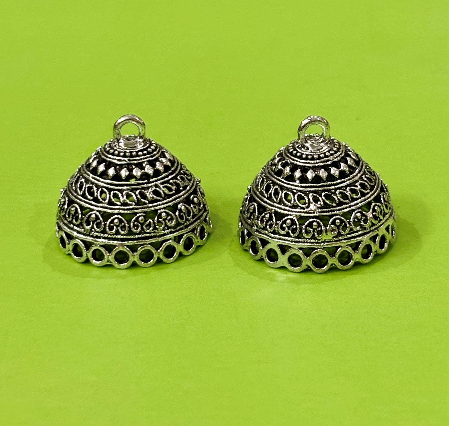 Oxidized Silver Multi-Pattern Jhumka Base
