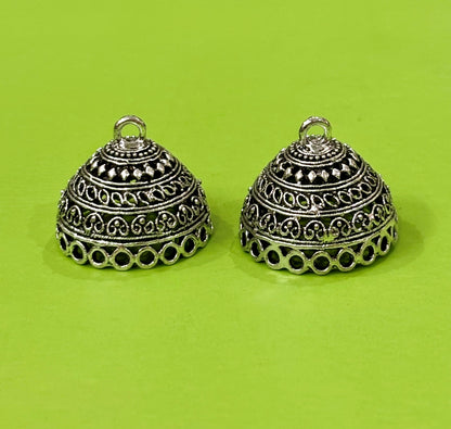 Oxidized Silver Multi-Pattern Jhumka Base