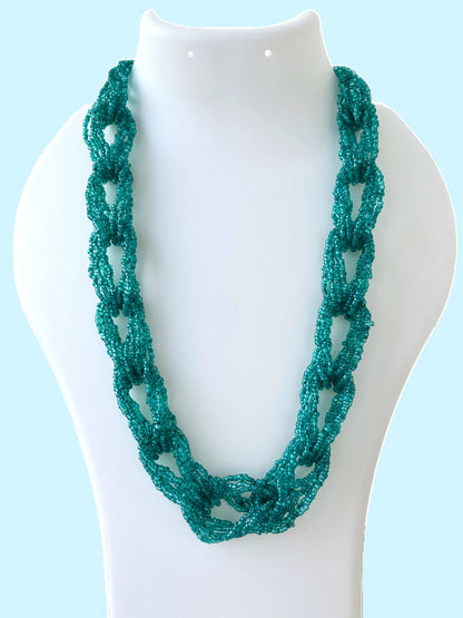 Teal Multi-Strand Seed Bead Necklace