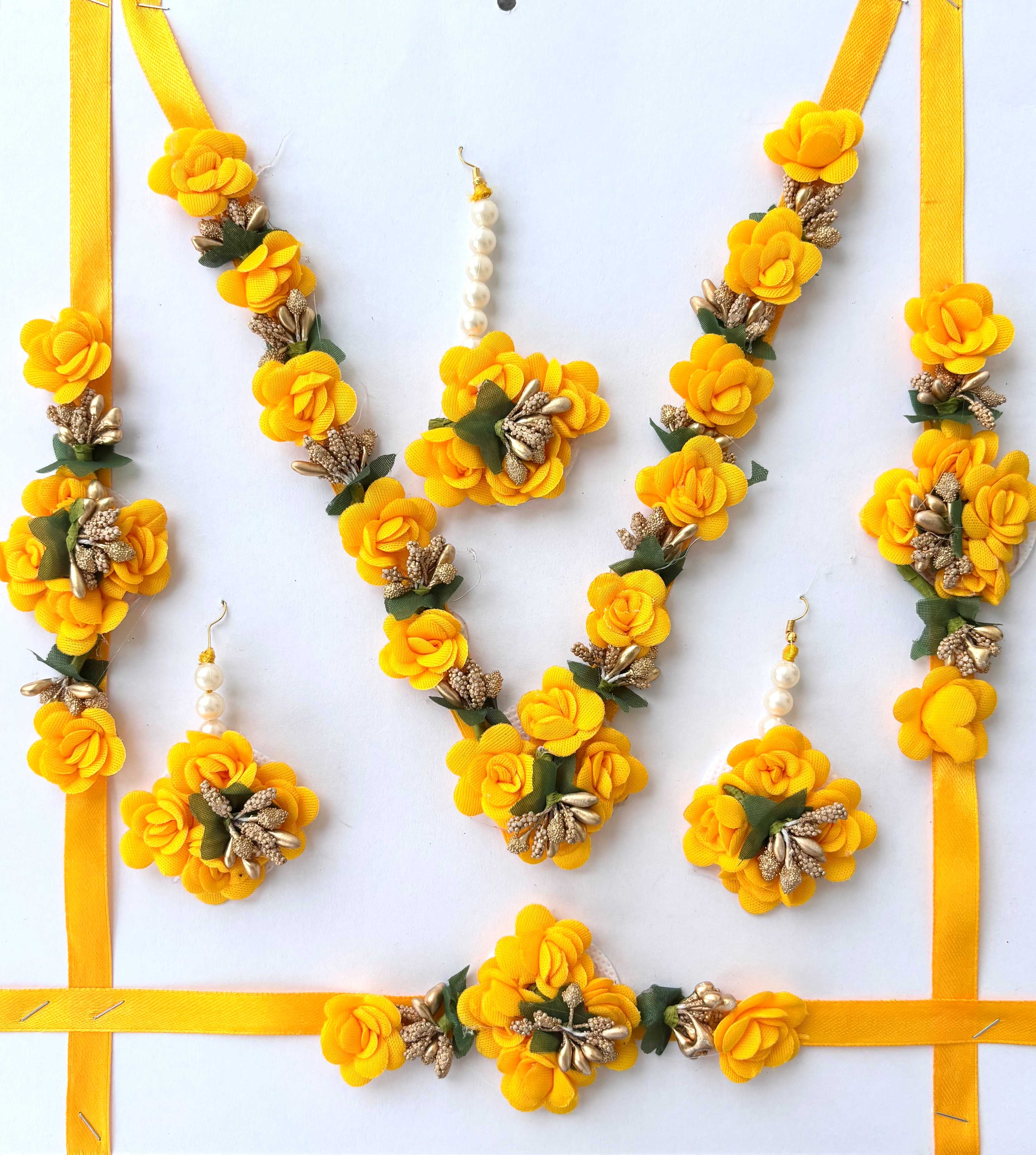 Vibrant Yellow Floral Haldi Jewelry Set
