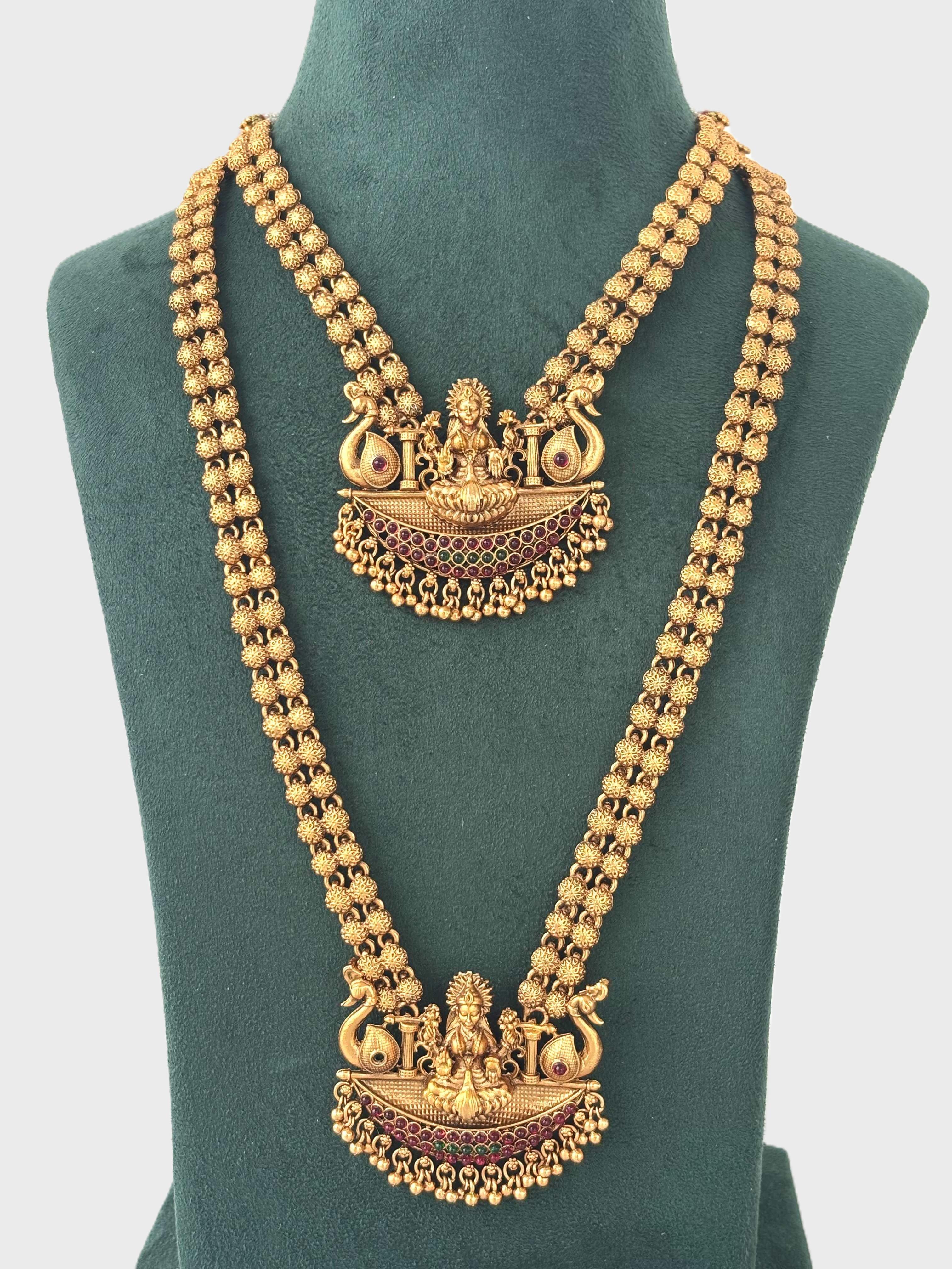 Divine Lakshmi Swan Matte Gold Haram Set