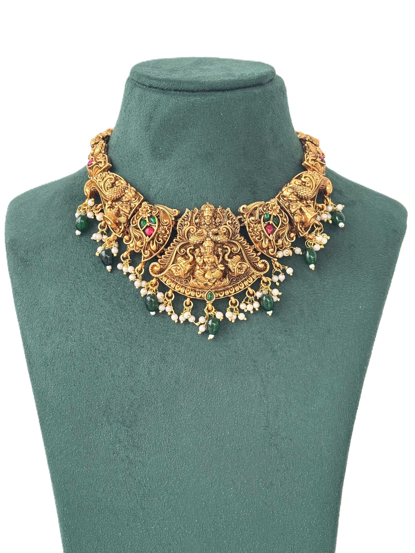 Royal Pearl and Emerald Lakshmi Jewelry Set