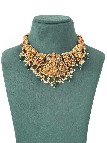 Royal Pearl and Emerald Lakshmi Jewelry Set
