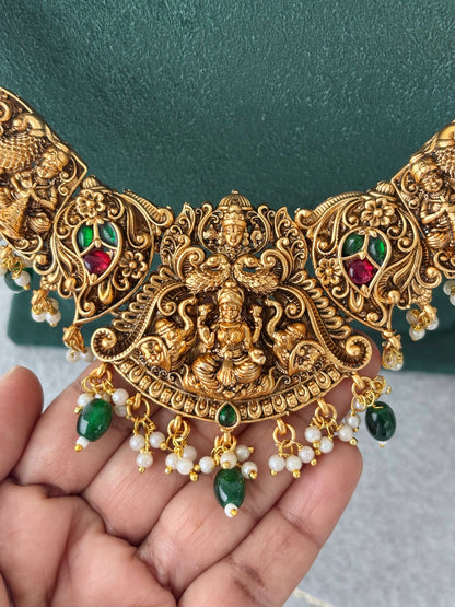 Royal Pearl and Emerald Lakshmi Jewelry Set