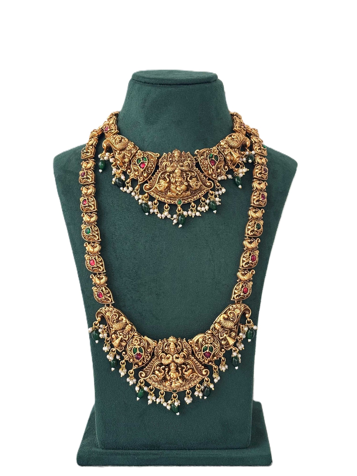 Royal Pearl and Emerald Lakshmi Jewelry Set