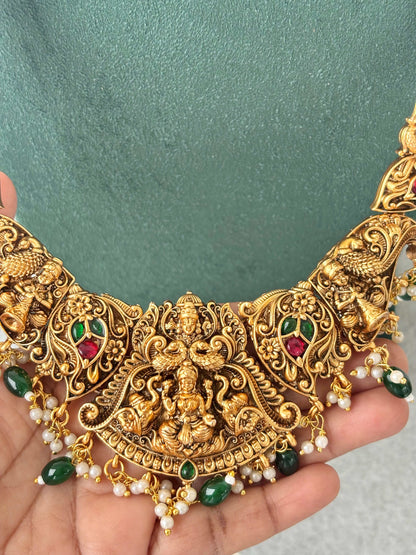 Royal Pearl and Emerald Lakshmi Jewelry Set