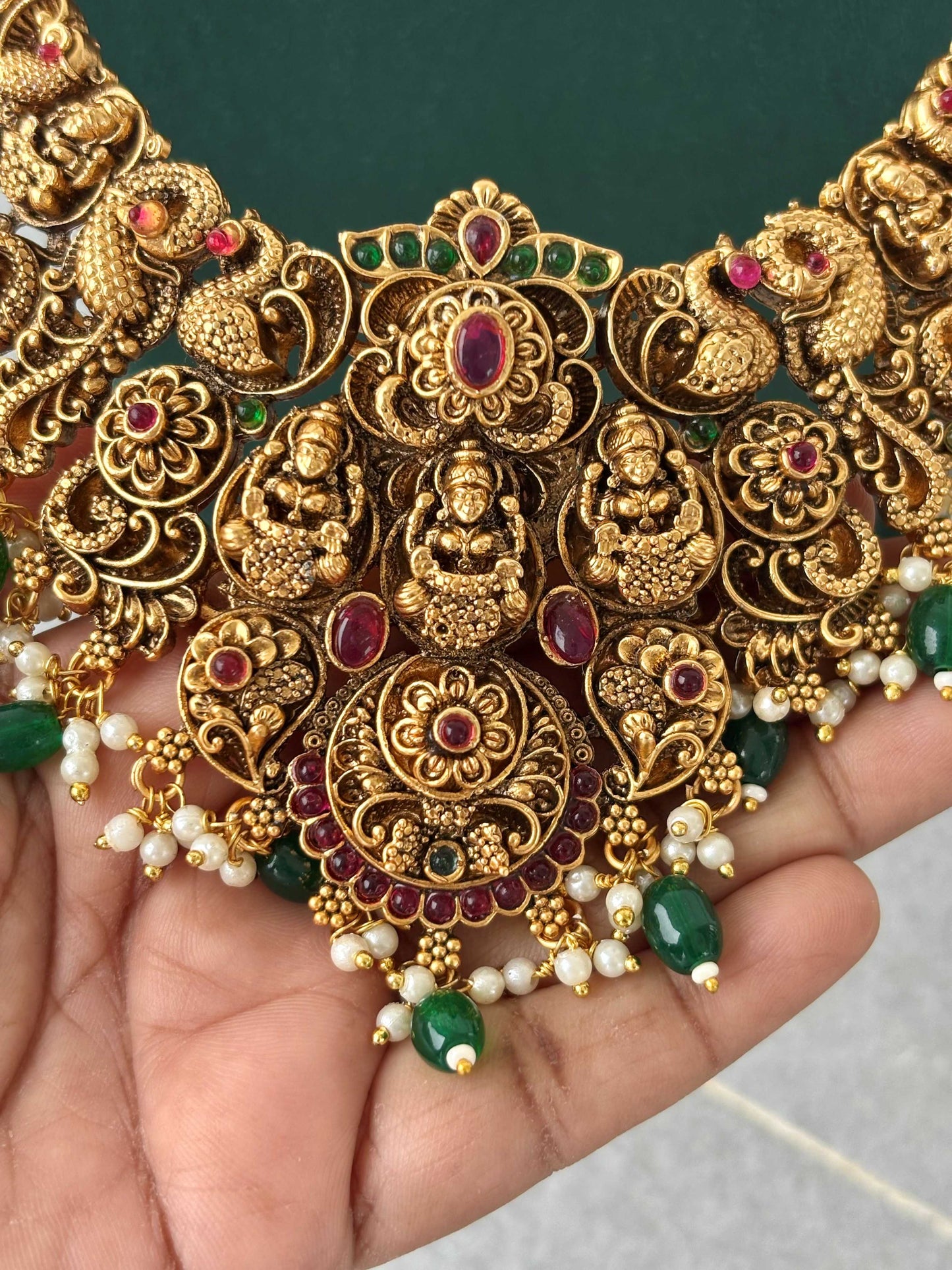 Royal Floral Lakshmi Pearl Bridal Set