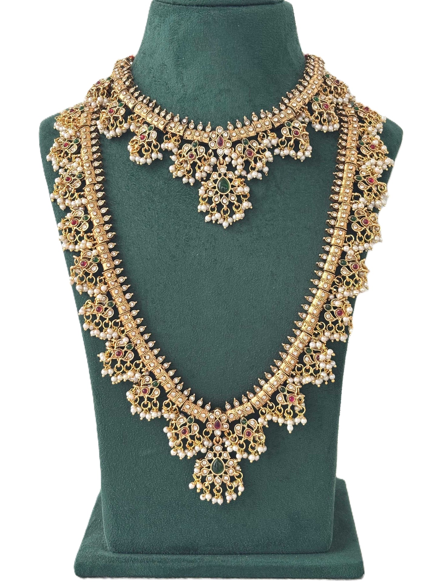 Guttapusalu Pearl Cluster Traditional Haram Set